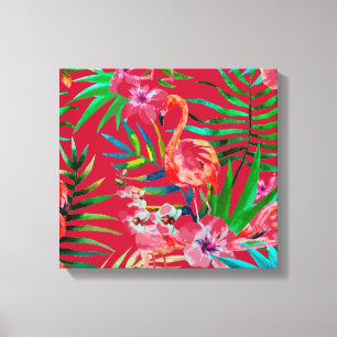 Tropische flamingoramkunst canvas afdruk