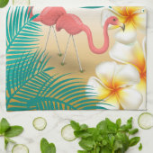 Tropische Flamingos Beach Paradise Theedoek (Gevouwen)