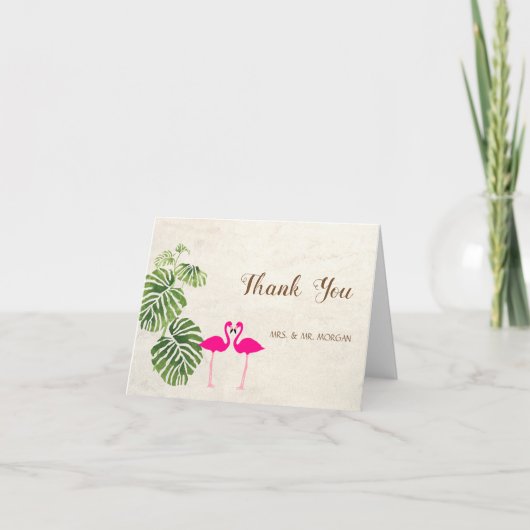 Tropische Flamingo's Bedankkaart (Voorkant)