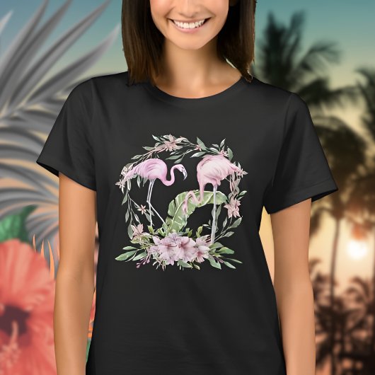Tropische Flamingo's Bloemen T-shirt
