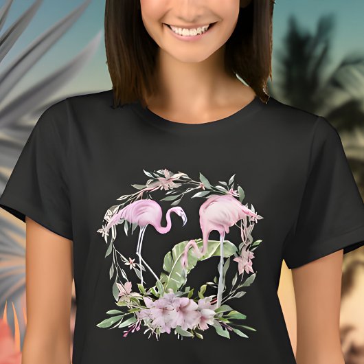 Tropische Flamingo's Bloemen T-shirt