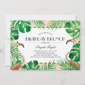Tropische Flamingos Blush Birthday Kaart (Voorkant)