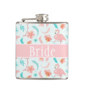 Tropische Flamingos Bride Heupfles (Voorkant)