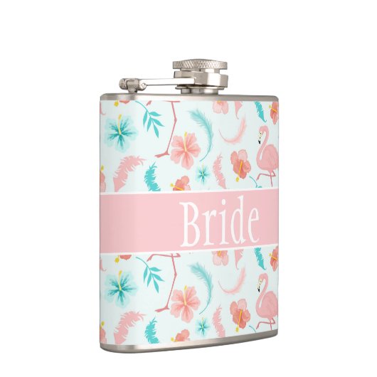 Tropische Flamingos Bride Heupfles (Rechts)