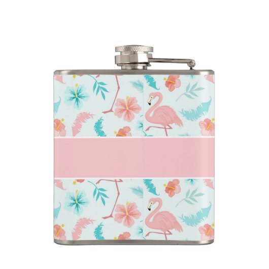 Tropische Flamingos Bride Heupfles (Achterkant)