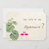 Tropische Flamingo's  Bruidsmeisje Kaart (Voorkant)