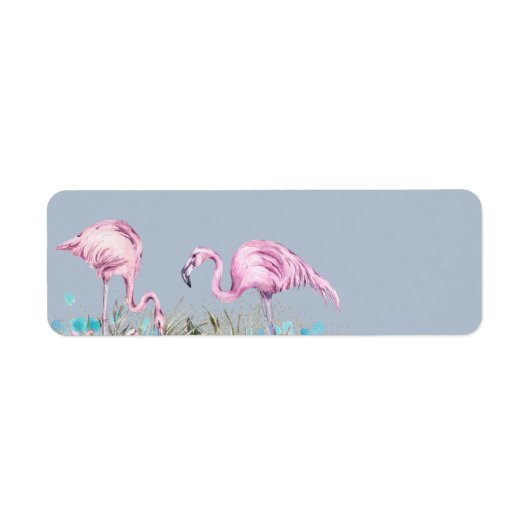 Tropische Flamingo's Bruiloft Etiket (Voorkant)