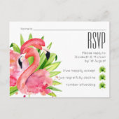 Tropische Flamingo's Bruiloft RSVP Briefkaart (Voorkant)