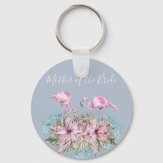 Tropische Flamingo's Bruiloft Sleutelhanger (Voorkant)