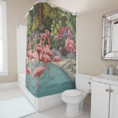 Tropische Flamingo's Douchegordijn (In situ)
