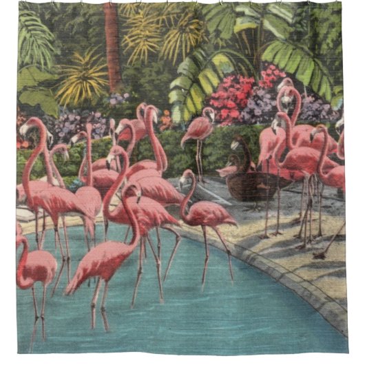 Tropische Flamingo's Douchegordijn (Voorkant)