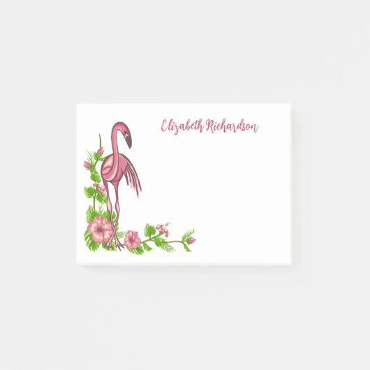 Tropische flamingos en bloemen na de opiniepeiling post-it® notes (Voorkant)