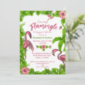 Tropische flamingos en Flowers Invitation Kaart (Staand voorkant)