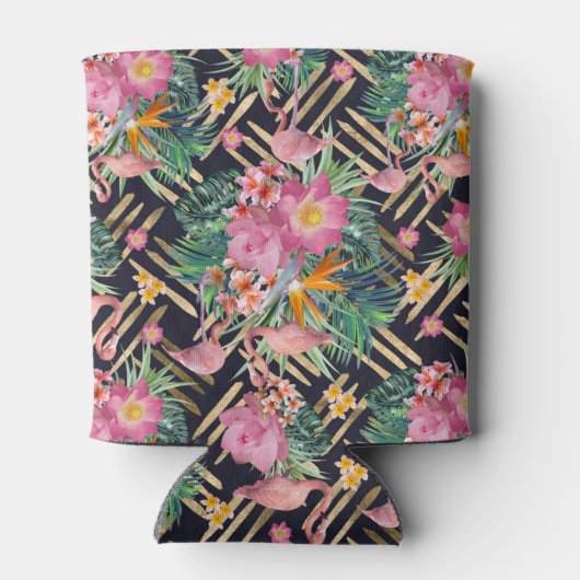 tropische flamingos en goudberoertes blikjeskoeler (Achterkant)