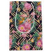 tropische flamingos en goudberoertes medium cadeauzakje (Voorkant)