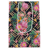 tropische flamingos en goudberoertes medium cadeauzakje (Achterkant)