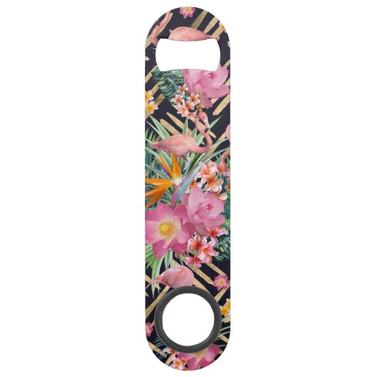 tropische flamingos en goudberoertes speed flessenopener (Voorkant)