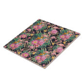 tropische flamingos en goudberoertes tegeltje (Zijkant)