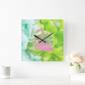 Tropische flamingo's en palmen vierkante klok (Huis)