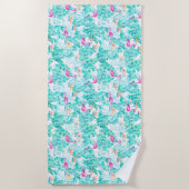 Tropische flamingo's en vogel van de Paradise Beac Strandlaken (Voorkant)