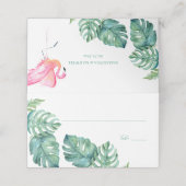 Tropische flamingo's en Waterverf Greenery Wedding Plaatskaartje (Buitenkant ongevouwen)
