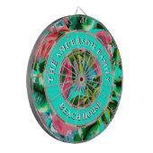 Tropische Flamingo's familienaam Beach House Dartbord (Voorkant Links)