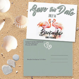 Tropische Flamingo's Familiereünie Save The Date Aankondigingskaart