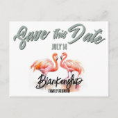 Tropische Flamingo's Familiereünie Save The Date Aankondigingskaart (Voorkant)
