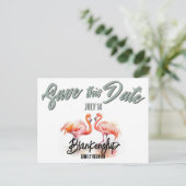 Tropische Flamingo's Familiereünie Save The Date Aankondigingskaart (Staand voorkant)