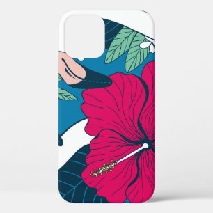 Tropische flamingo's: Hibiscus plumeria achtergron Case-Mate iPhone Case