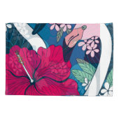 Tropische flamingo's: Hibiscus plumeria achtergron Kussensloop (Achterkant)