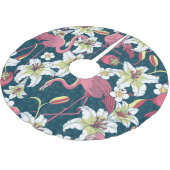 tropische flamingo's lelies patroon kerstboom rok (Gekanteld)