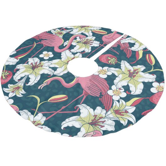 tropische flamingo's lelies patroon kerstboom rok (Gekanteld)