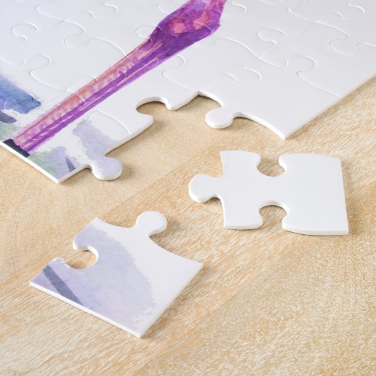 Tropische flamingo's: Orchideeën Waterverf naadloo Legpuzzel (Zijkant)