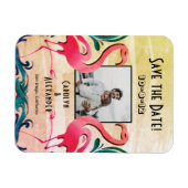 Tropische Flamingos Photo Weddenschap Save the Dat Magneet (Horizontaal)