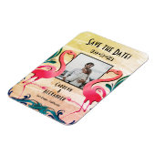 Tropische Flamingos Photo Weddenschap Save the Dat Magneet (Linkerzijde)