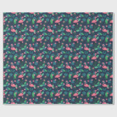 Tropische flamingos & Plumeria - Patroon Cadeaupapier (Vlak)