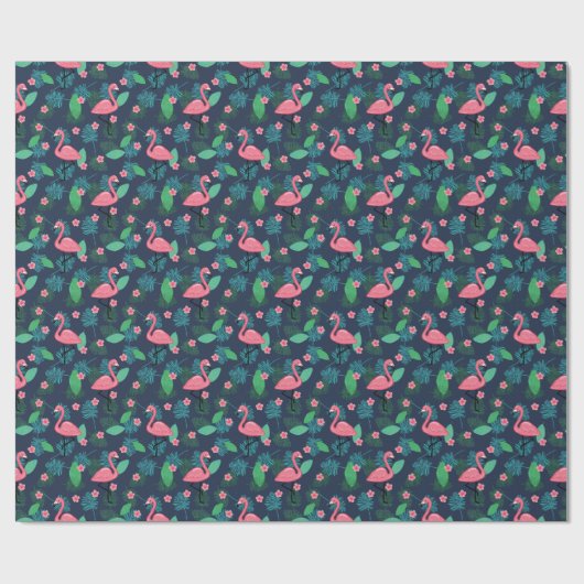 Tropische flamingos & Plumeria - Patroon Cadeaupapier (Vlak)