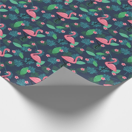 Tropische flamingos & Plumeria - Patroon Cadeaupapier (Hoek)