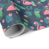 Tropische flamingos & Plumeria - Patroon Cadeaupapier (Rol Hoek)