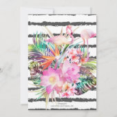 Tropische flamingos strepen huwelijksontwerp kaart (Achterkant)