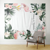 Tropische Flamingo's Trouw Foto Booth Achtergrond Wandkleed (In Situ (horizontaal))