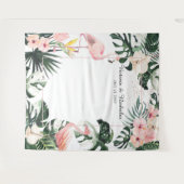 Tropische Flamingo's Trouw Foto Booth Achtergrond Wandkleed (Voorkant (horizontaal))