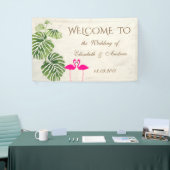 Tropische Flamingo's Trouwbanner Spandoek (Beurs)