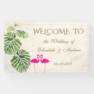 Tropische Flamingo's Trouwbanner Spandoek