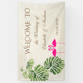 Tropische Flamingo's Trouwbanner Spandoek (Verticaal)