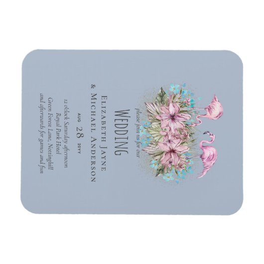 Tropische Flamingo's Trouwen Magneet (Horizontaal)