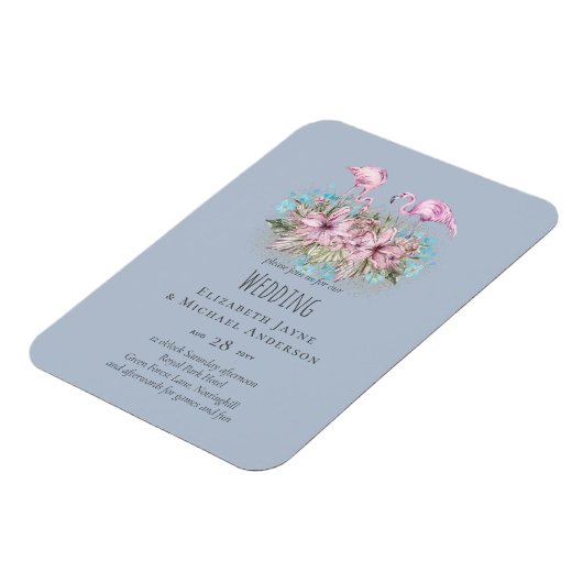 Tropische Flamingo's Trouwen Magneet (Linkerzijde)