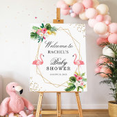 Tropische Flamingos Twin Girls Baby shower Sign. Poster