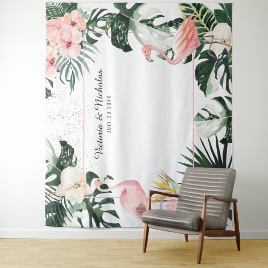 Tropische Flamingos Weddenschap Foto Booth Backdro Wandkleed (In situ)